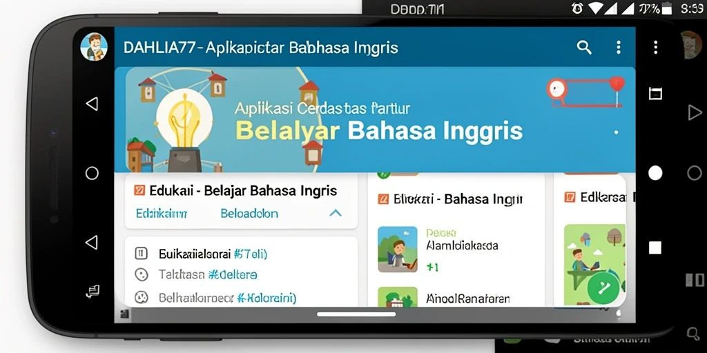 Screenshot antarmuka DAHLIA77 dengan fitur belajar bahasa Inggris.