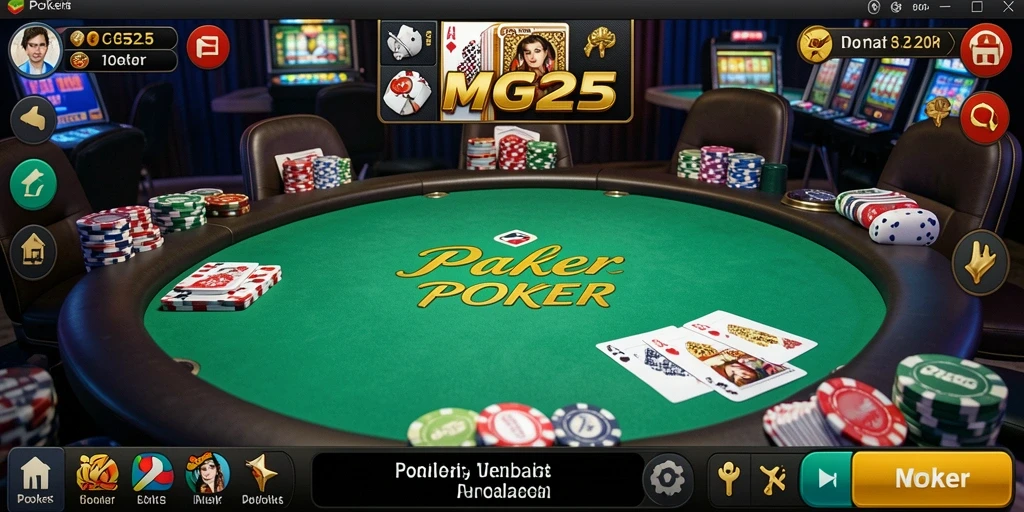 Antarmuka permainan Poker MG525 yang menarik dan mudah digunakan.