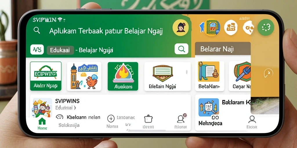Tampilan antarmuka aplikasi SVIPWINS untuk Belajar Ngaji.
